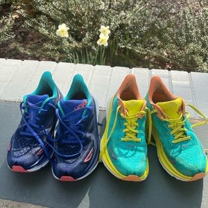 2 pairs Hoka Clifton 9. Both size 6.5.